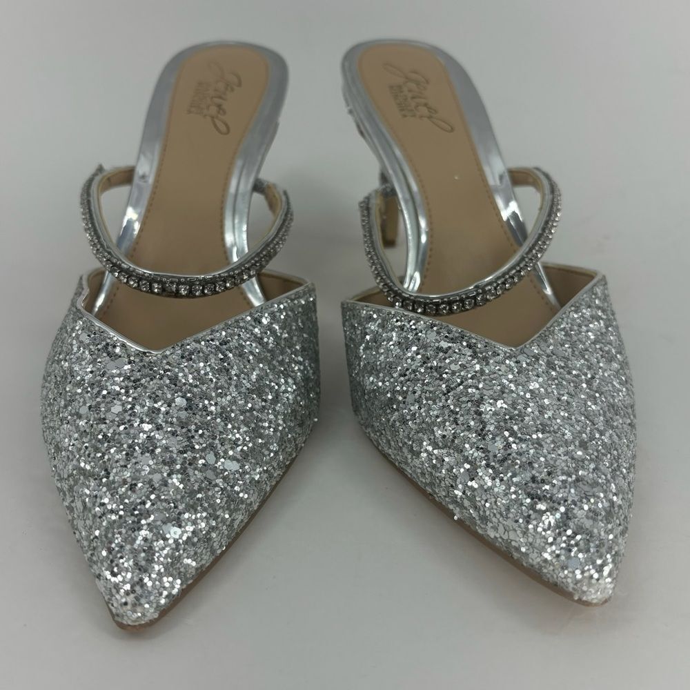 Jewel Badgley Mischka Silver Gray Sparkle Heels - Picture 9 of 9